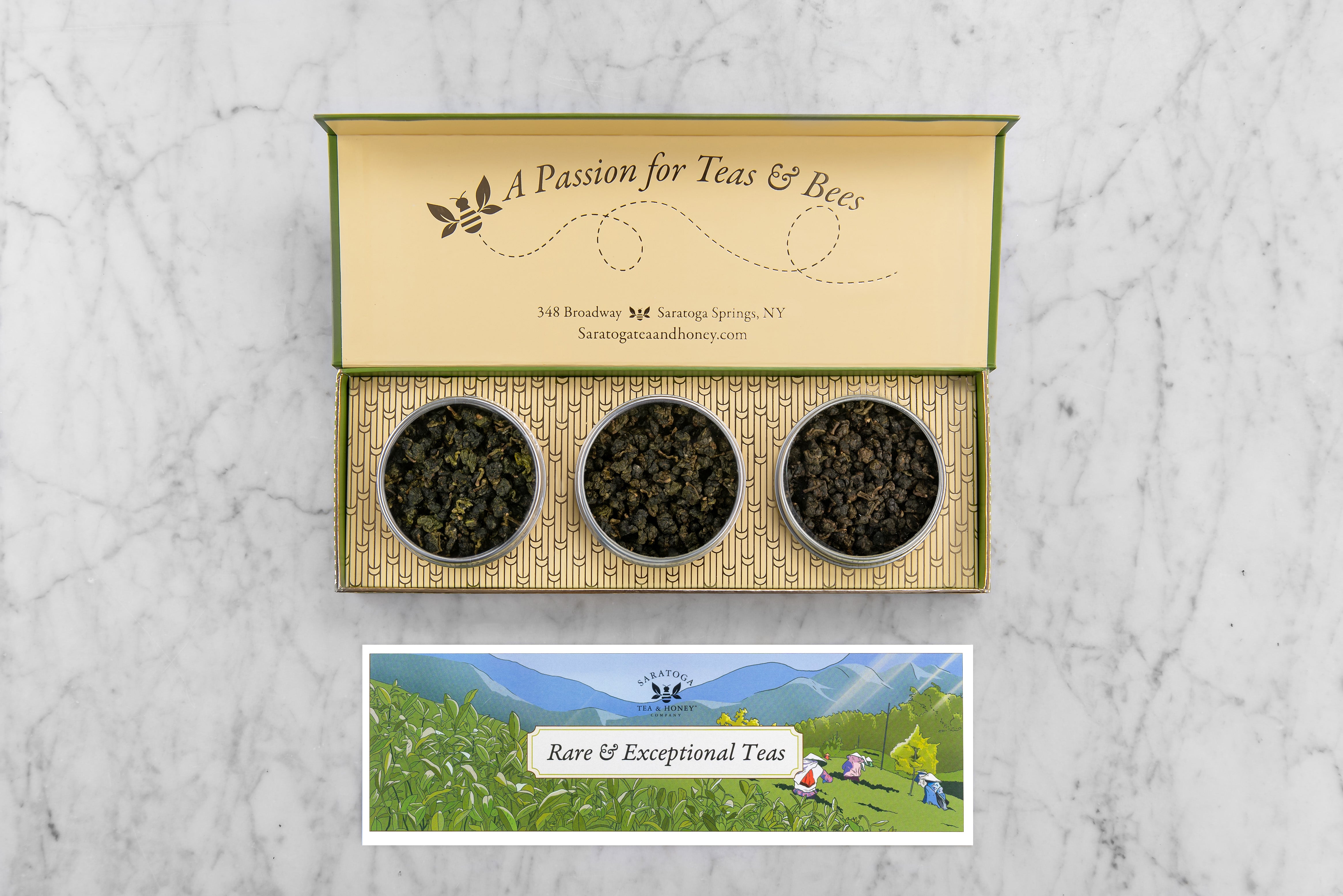 three pack tea gift set featuring rare and exceptional teas